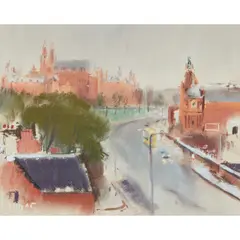 Norman Edgar, KELVINGROVE ART GALLERY - FROM THE ROOF OF THE WESTERN INFIRMARY, pastel