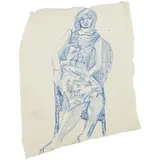 GIRL SEATED by Alasdair Gray, Biro on paper, sold Jun 2024