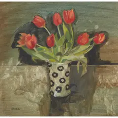 Alexandra Gardner, VASE OF TULIPS - A STUDY, oil on canvas board