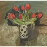Alexandra Gardner, VASE OF TULIPS - A STUDY, oil on canvas board