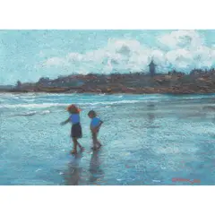 John Mackie, CHILDREN PADDLING, THE WEST SANDS, ST ANDREWS, 2002, pastel