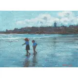 John Mackie, CHILDREN PADDLING, THE WEST SANDS, ST ANDREWS, 2002, pastel