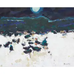 David Smith, FULL MOON OVER ROTHIEMURCHUS, oil on canvas