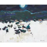 David Smith, FULL MOON OVER ROTHIEMURCHUS, oil on canvas