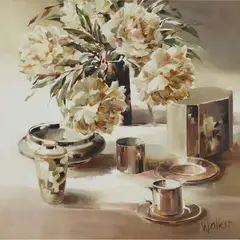 Ethel Walker, STILL LIFE WITH SILVERWARE, oil on board