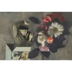 Alexander Fraser, SELF PORTRAIT IN A BOX, Oil on board