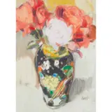 Gordon Bryce, ROSES IN A CHINESE VASE, 1990, oil on canvas board