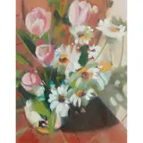 Irene Leslie Main, PINK TULIPS, 1985, oil on board