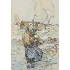 Robert McGowan Coventry, RETURNING HOME, watercolour and charcoal