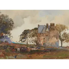 Archibald Kay, BARCALDINE CASTLE, LOCH CRERAN, oil on board