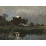 Archibald Kay, REFLECTED MOONLIGHT, 1866, oil on board