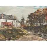 William Somerville Shanks, RIVERSIDE COTTAGE, oil on canvas