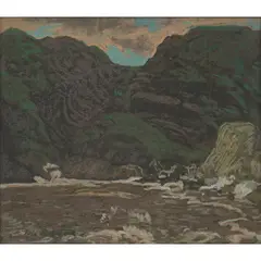 Eric Robertson, LOCHSIDE, pastel on black paper