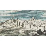 Muirhead Bone, STORM, WALLS OF ÁVILA, charcoal, ink and brush