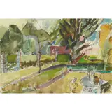 George Haig, 2nd Earl Haig, SUNKEN GARDEN FROM THE SOUTHSIDE, BEMERSYDE, Mixed media