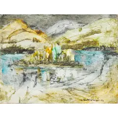 Padraig Macmiadhachain, WOODED ISLAND, 1983, oil on card