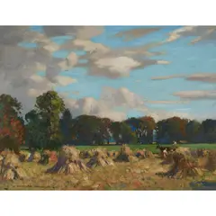 James Whitelaw Hamilton, HARVEST FIELD IN HELENSBURGH, oil on board