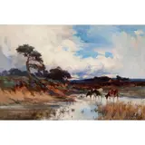 Joseph Milne, CATTLE WATERING, oil on canvas