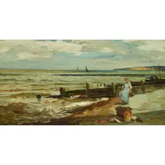 John Reid, ON THE HARBOUR QUAY, oil on canvas