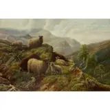 Robert Watson, SHEEP ON A ROCKY OUTCROP, oil on canvas