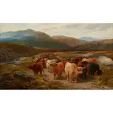 Henry Garland, HIGHLAND CATTLE ON A DROVE ROAD, oil on canvas