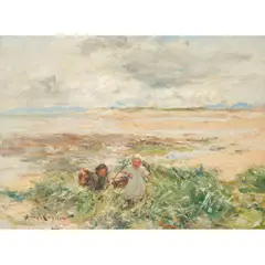 Robert Gemmell Hutchison, CHILDREN IN THE DUNES, oil on canvas