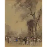 James Watterson Herald, FIGURES ON A TERRACE, Watercolour