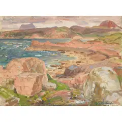 David Macbeth Sutherland, FIRST COAST, GUINARD, WESTER ROSS, oil on card