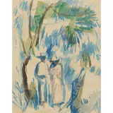John Duncan Fergusson, FIGURES AMONGST THE PALM TREES, Watercolour
