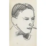 John Duncan Fergusson, SELF-PORTRAIT (WITHIN A SKETCHBOOK CONTAINING APPROXIMATELY 55 PENCIL DRAWINGS), One of approximately 55 pencil drawings of heads, figures etc. within a sketchbook with dark blue cover