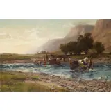 David Farquharson, FORDING THE RIVER, oil on canvas