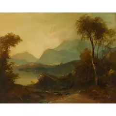 Horatio McCulloch, A RUINED CASTLE ON THE BANKS OF A LOCH, oil on canvas