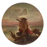Joseph Noel Paton, CALIBAN, Oil on board, circular