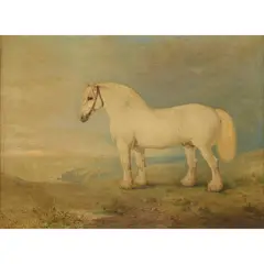 James Cassie, STUDY OF A HEAVY HORSE ON A CLIFF-TOP, oil on canvas