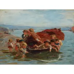 William McTaggart, THE YOUNG TRAWLERS, Oil on board
