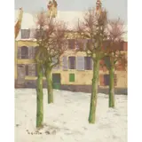 David Gauld, FRENCH VILLAGE IN THE SNOW, oil on canvas