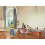 William Russell Flint, CONVERSATION PIECE, watercolour