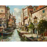 James Kay, BY THE CANAL, BRUGES, oil on canvas