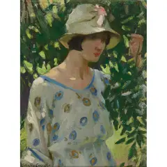Stanley Cursiter, GREEN SHADOWS, oil on board
