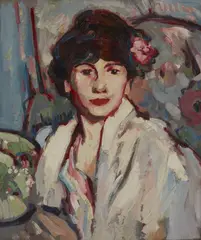 John Duncan Fergusson, ROSE IN THE HAIR, 1908, oil on board