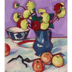 Samuel Peploe, STILL LIFE WITH FRUIT AND FLOWERS, oil on canvas