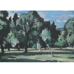 Samuel Peploe, WOODED LANDSCAPE, Oil on canvas