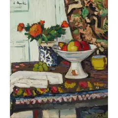 George Leslie Hunter, MARIGOLDS WITH THE YELLOW CUP, oil on board