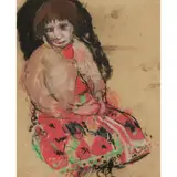 Joan Eardley, THE PATTERNED SKIRT, Pastel on sandpaper