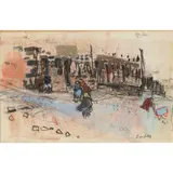 Joan Eardley, THE PRAM, pastel on conjoined sheets