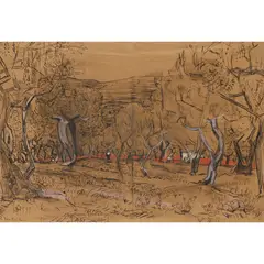 Joan Eardley, FIGURES IN AN ORCHARD, mixed media