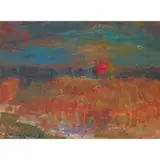 William MacTaggart, SUNDOWN EAST LOTHIAN, oil on board