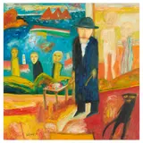 John Bellany, SELF-PORTRAIT WITH BLACK CAT, oil on canvas, unframed