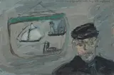 Robert Maclaurin, SELF PORTRAIT WITH AN ALFRED WALLACE, 1984, oil on board