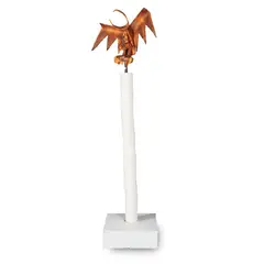 George Wyllie, SCULPTURE OF AN EAGLE (ON TOILET PAPER-LINED PLINTH), 1982, Bronze with orange spray paint, on a plinth lined with toilet paper